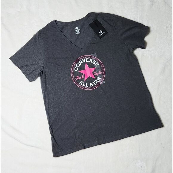 Converse Tops - NWT Converse official grey/pink original logo t-shirt